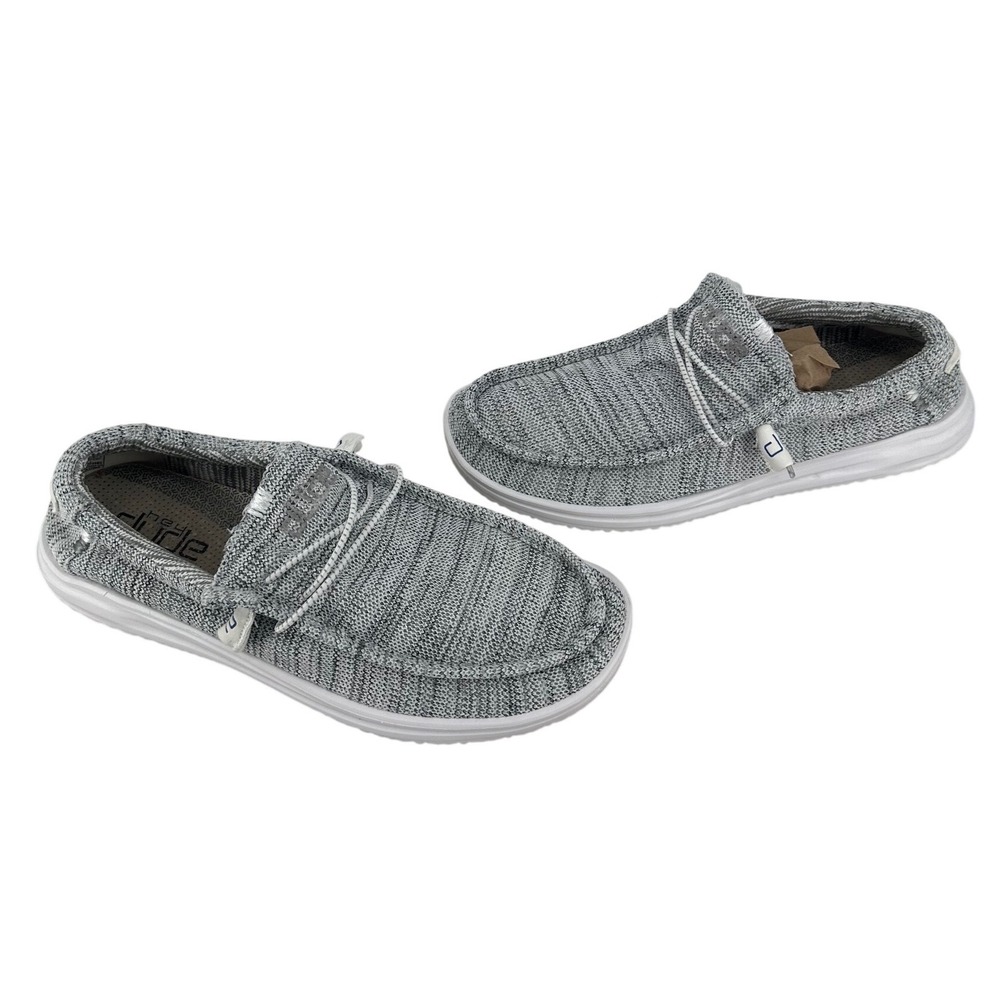 Hey Dude Wally Free Sox Metal Grey Knit Slip On Loafers Men's 12 112273193